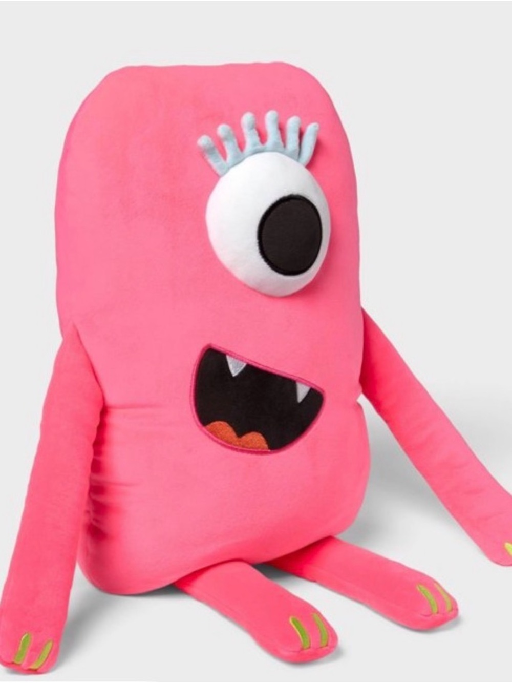 Pillowfort Weighted One-eyed Peachy Monster Neon Pink Plush Pillow NWT Sensory